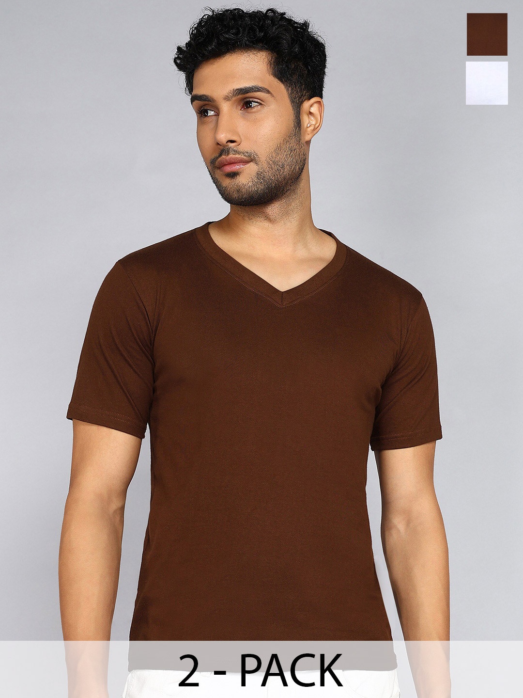 

Fleximaa Men 2 V-Neck Pure Cotton Pockets T-shirt, Multi