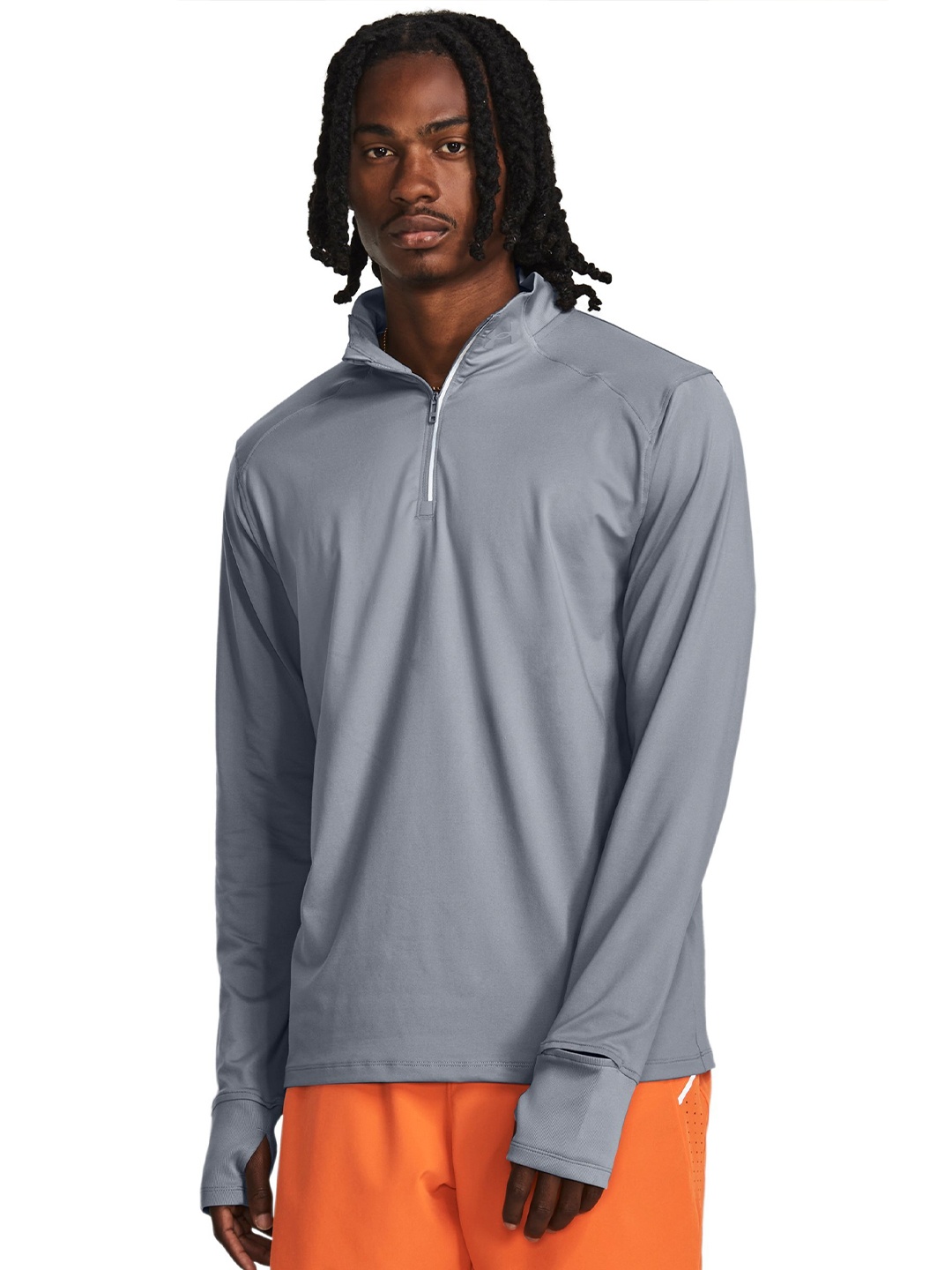

UNDER ARMOUR Qualifier Run Zip Slim-Fit Tshirts, Grey