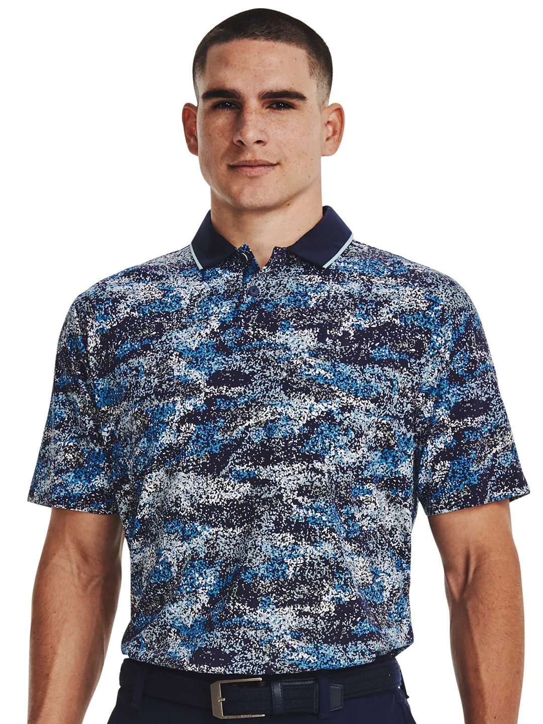 

UNDER ARMOUR UA Iso-Chill Edge Polo Collar Printed Relaxed-Fit T-shirts, Navy blue