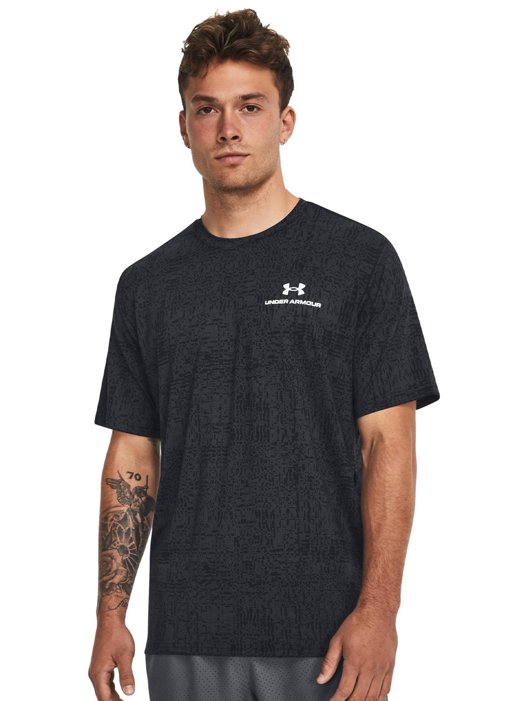 

UNDER ARMOUR UA RUSH Energy Print Short Sleeve Tshirts, Black