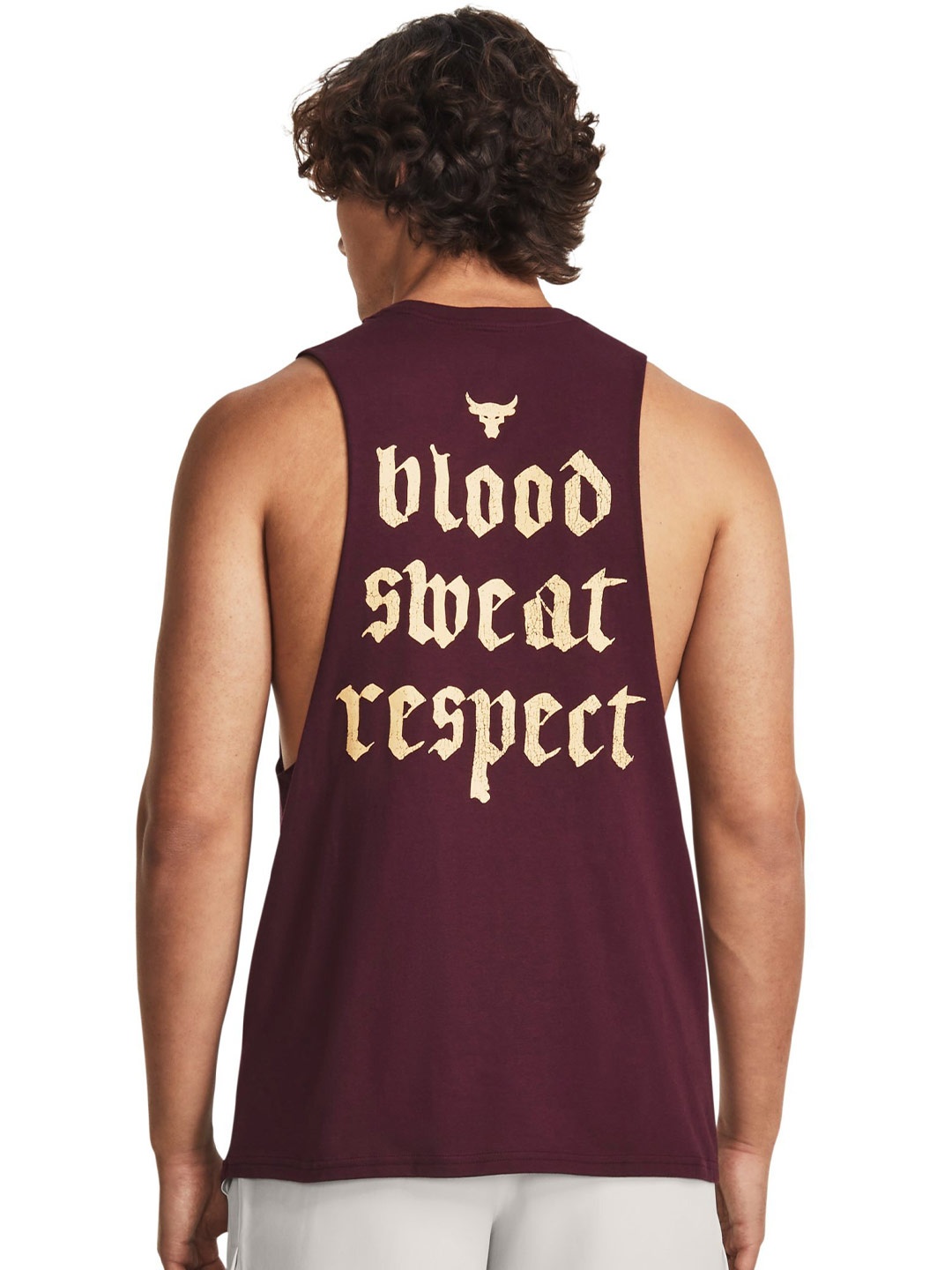 

UNDER ARMOUR UA Project Rock LC BSR Men Printed Relaxed-Fit Tank T-shirts, Maroon