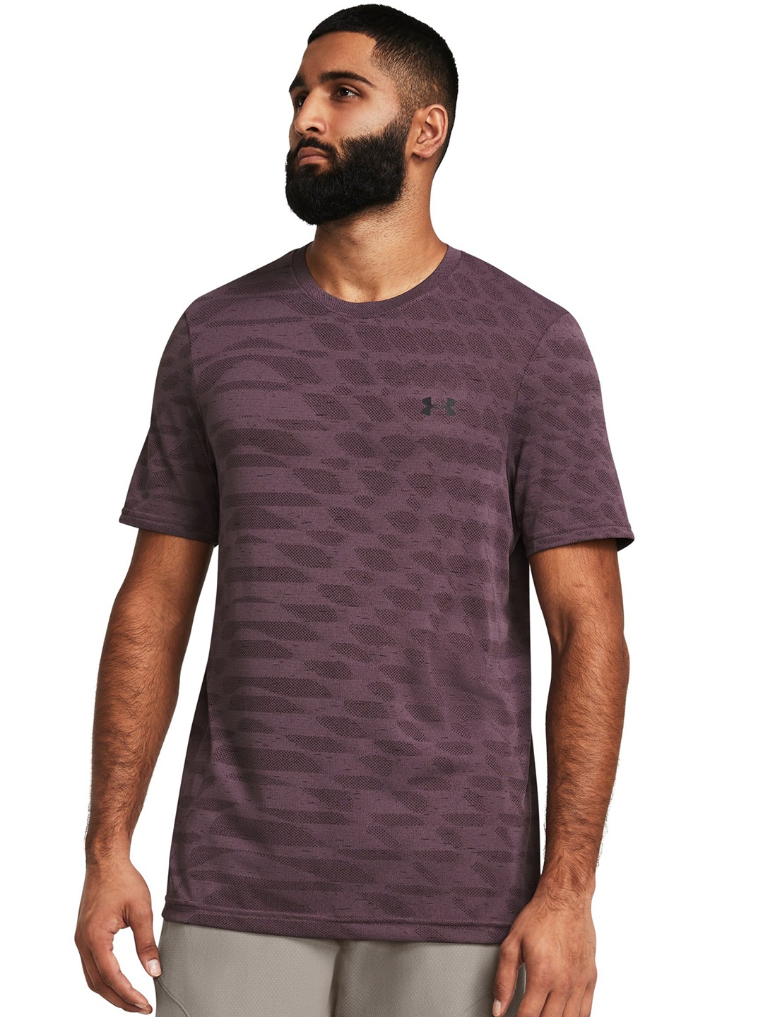 

UNDER ARMOUR UA Seamless Ripple Short Sleeve Printed Slim-Fit Tshirts, Purple