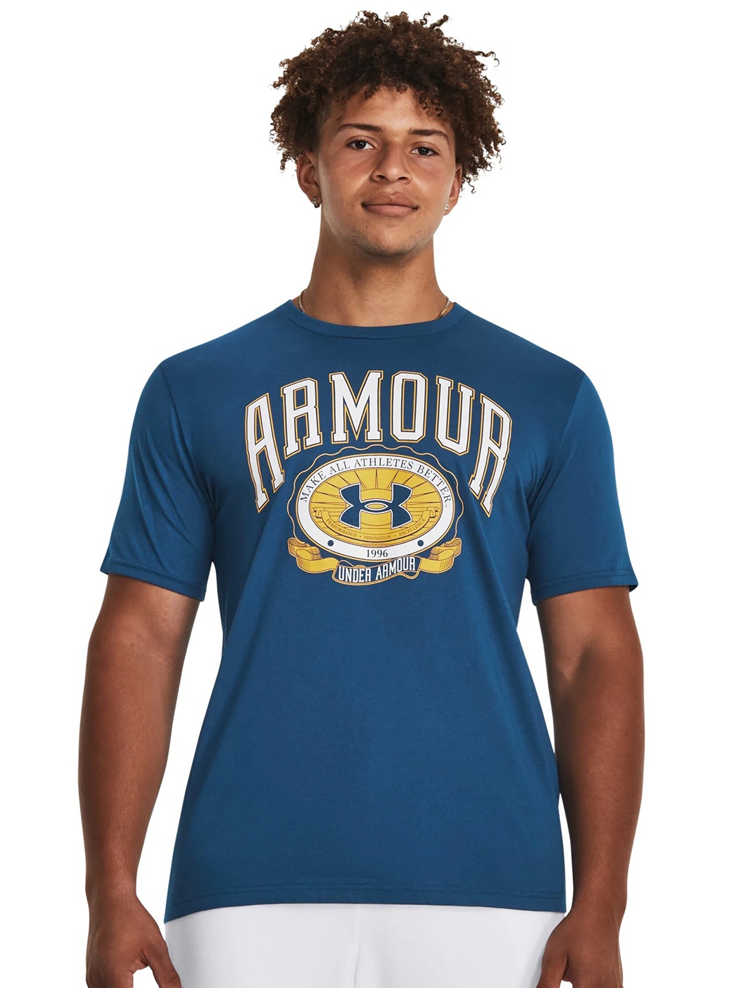 

UNDER ARMOUR UA Collegiate Crest Short Sleeve Typography Printed Relaxed-Fit T-shirts, Blue