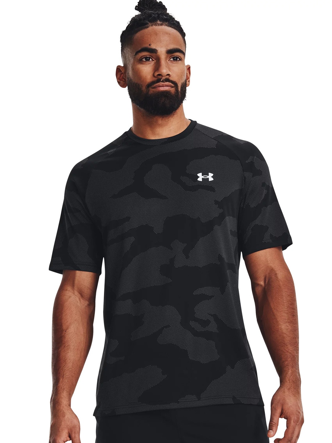 

UNDER ARMOUR UA Velocity Jacquard Short Sleeve Printed Relaxed-Fit T-Shirt, Black