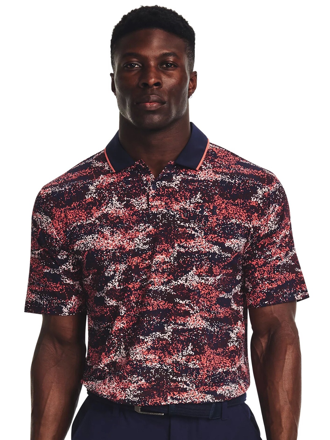 

UNDER ARMOUR Iso-Chill Edge Printed Polo Collar Relaxed-Fit Tshirts, Black