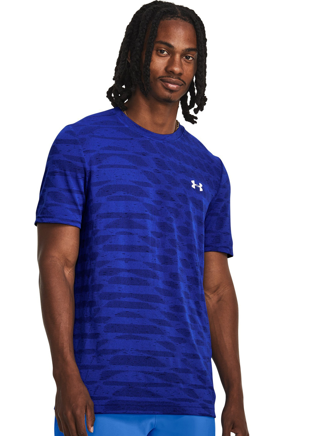 

UNDER ARMOUR UA Seamless Ripple Printed Slim-Fit Tshirts, Blue
