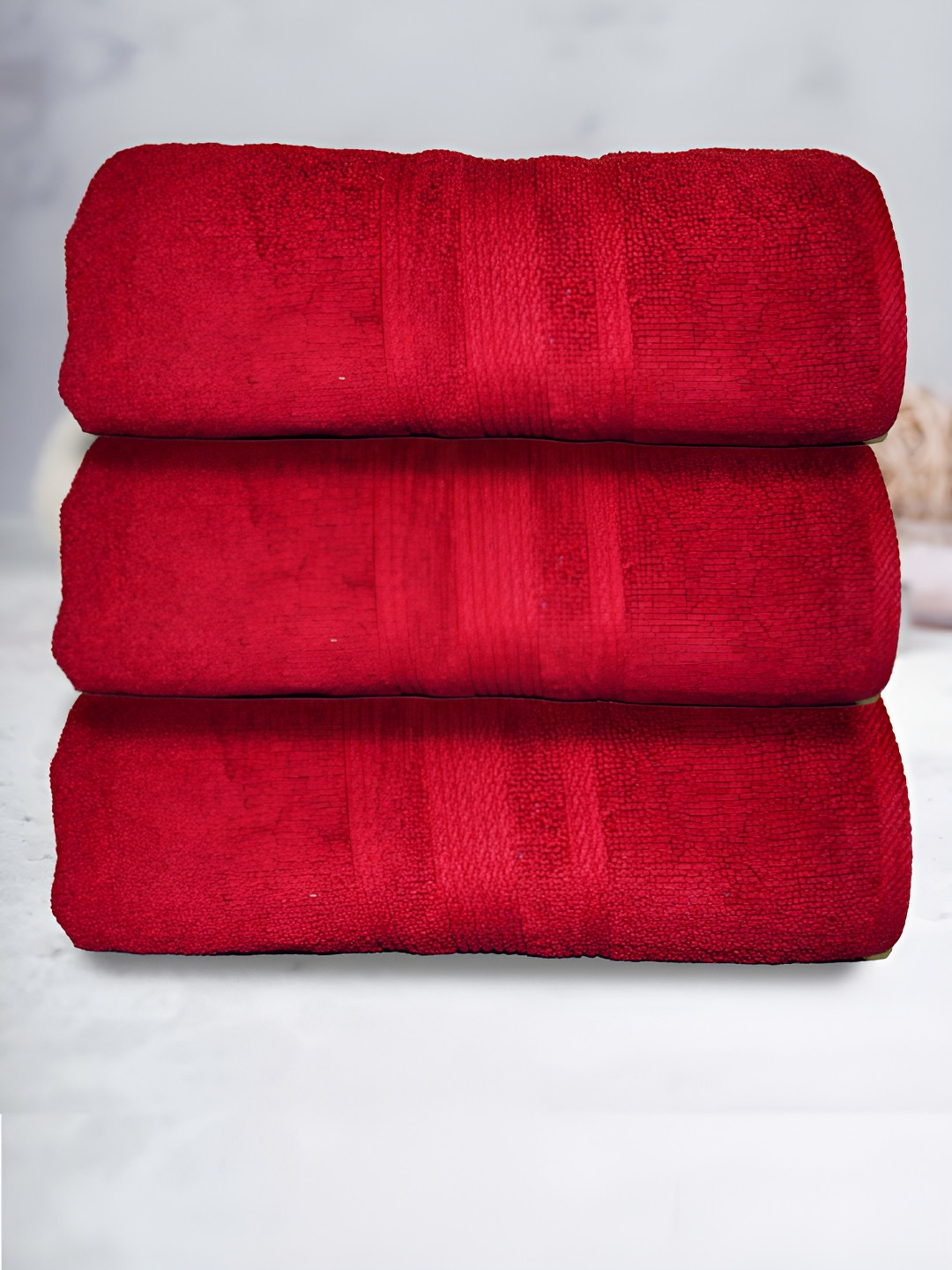 

Athom Living 3-Pcs Red 500 GSM Extra Soft Bath Towel
