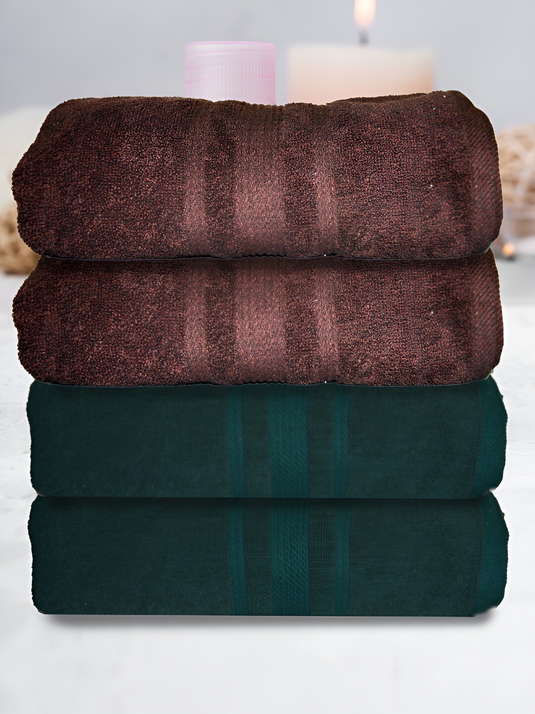 

Athom Living 4-Pcs Brown 500 GSM Extra Soft Bath Towel
