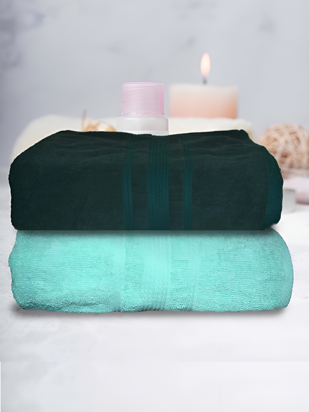 

Athom Living 2-Pcs Green 500 GSM Extra Soft Bath Towel
