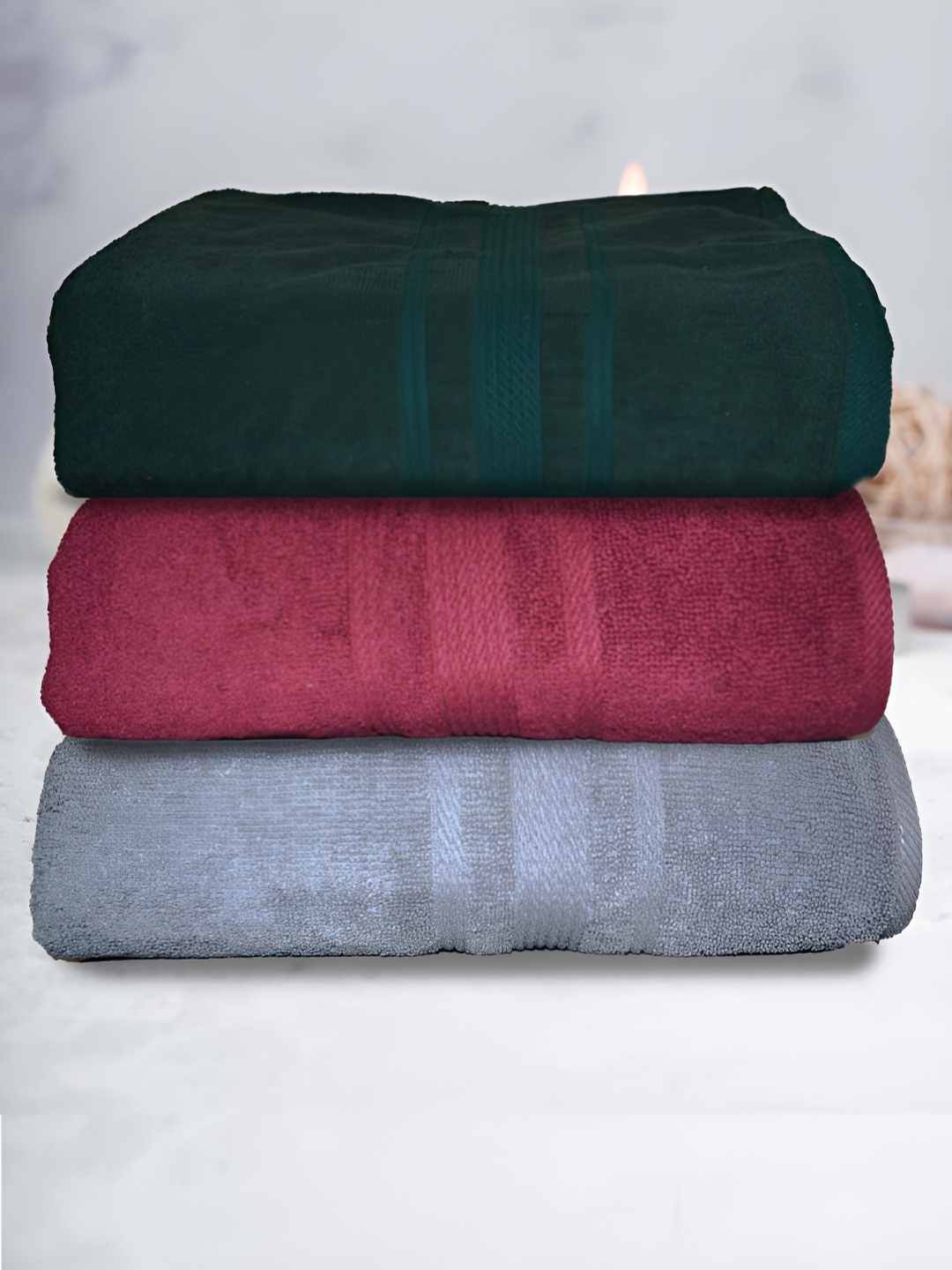 

Athom Living 3-Pcs Green 500 GSM Extra Soft Bath Towel, Maroon