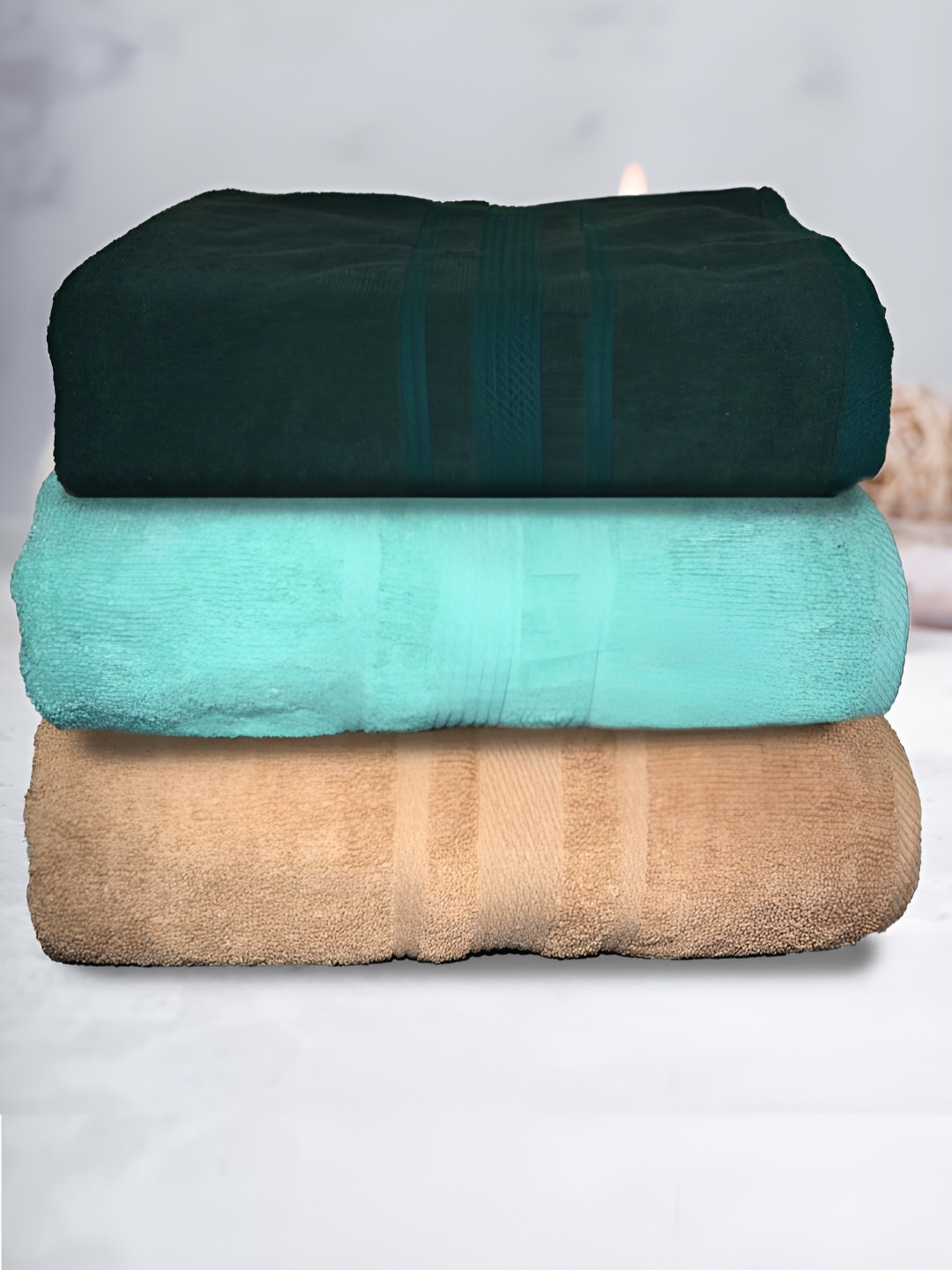 

Athom Living 3-Pcs Green 500 GSM Extra Soft Bath Towel