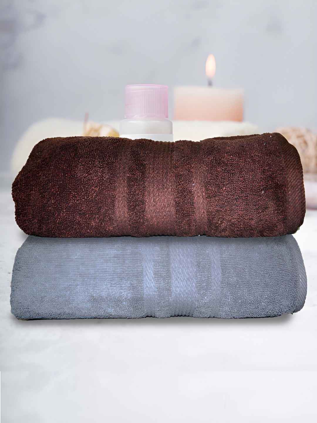 

Athom Living 2-Pcs Brown & Grey 500 GSM Extra Soft Bath Towel