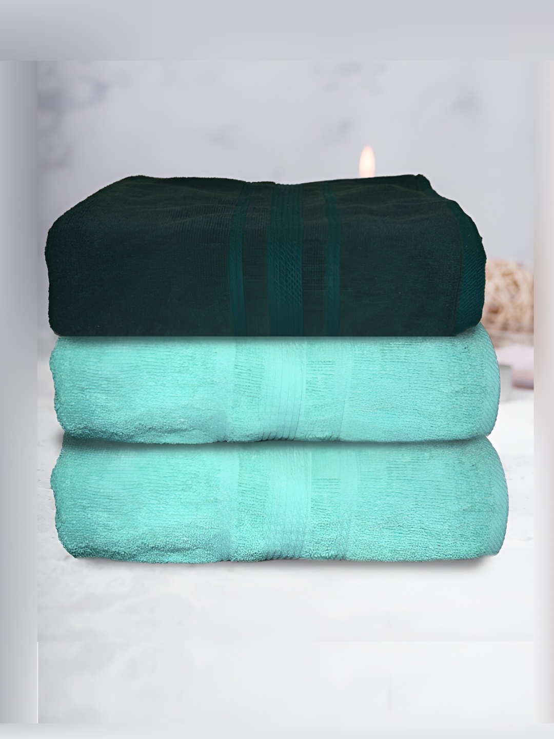 

Athom Living 3-Pcs Green 500 GSM Extra Soft Bath Towel