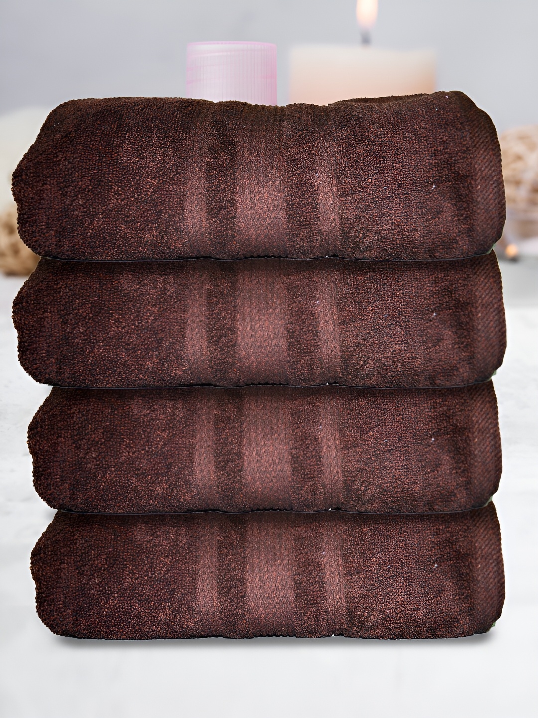 

Athom Living 4-Pcs Brown 500 GSM Extra Soft Bath Towel