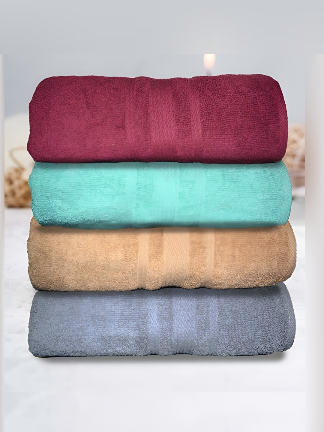 

Athom Living 4-Pcs Green & Beige 500 GSM Extra Soft Bath Towel