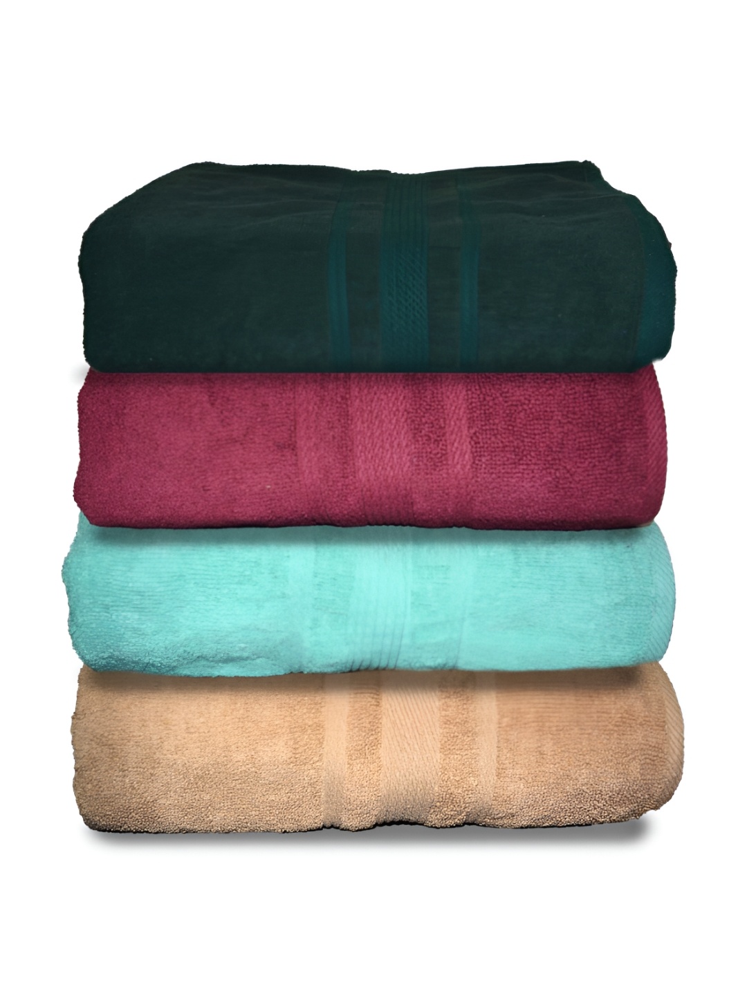 

Athom Living 4-Pcs Green & Maroon 500 GSM Extra Soft Bath Towel