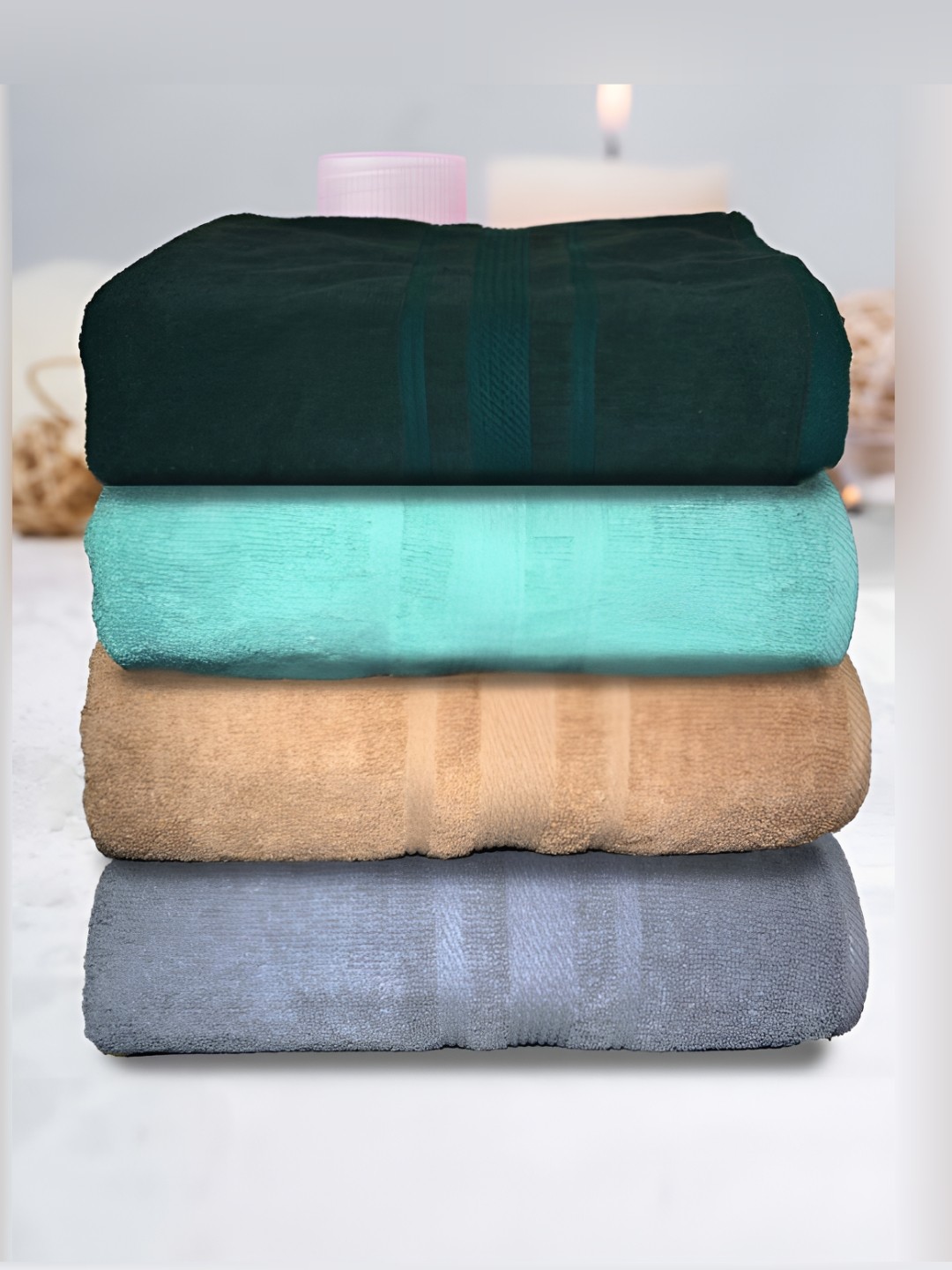 

Athom Living 4 Pieces Blue & Grey 500 GSM Bath Towels, Green