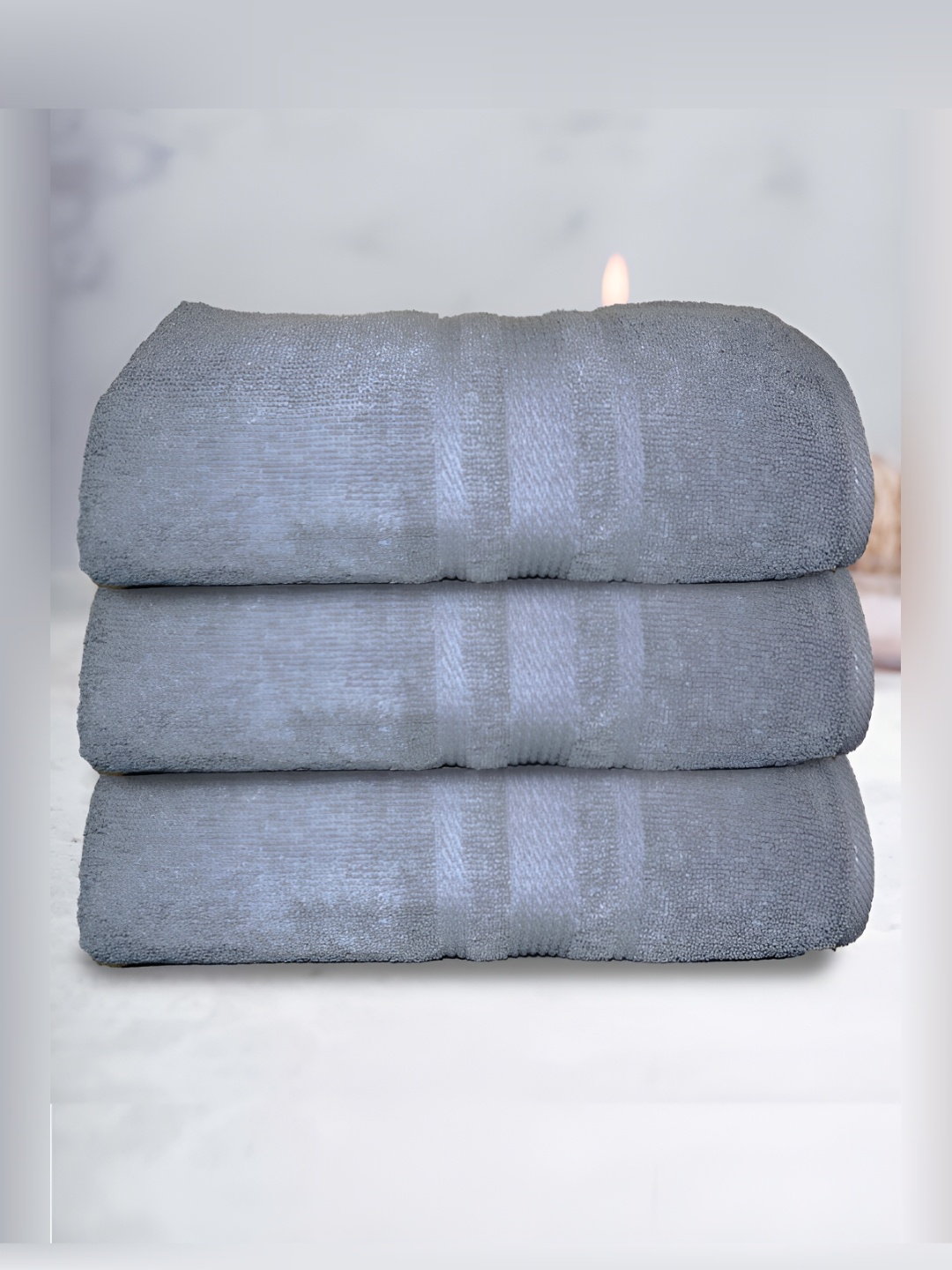 

Athom Living 3 Pcs Grey 500 GSM Terry Cotton Water Absorbent Bath Towels