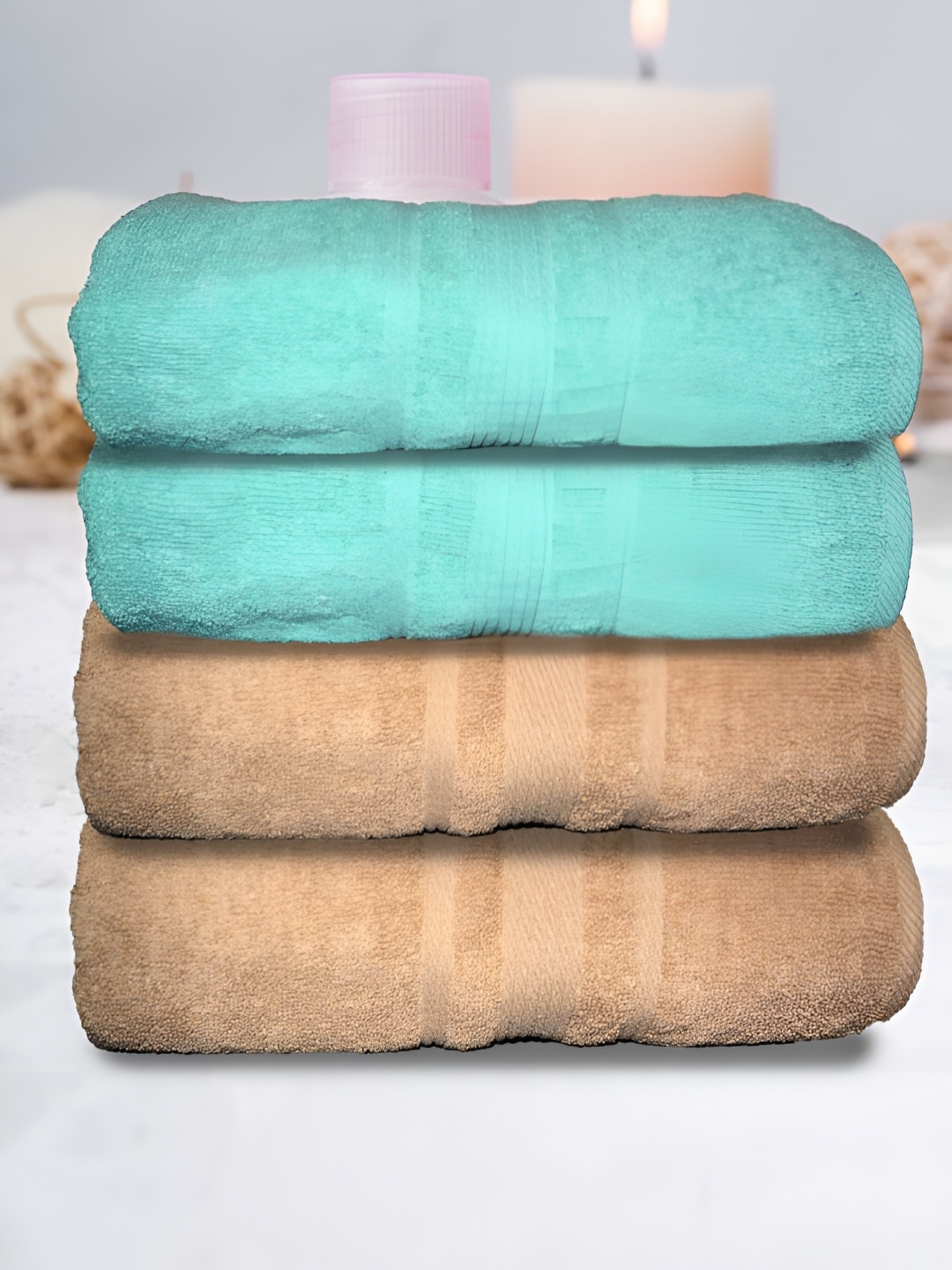 

Athom Living Blue & Beige 4Pcs 500 GSM Water Absorbent Bath Towels