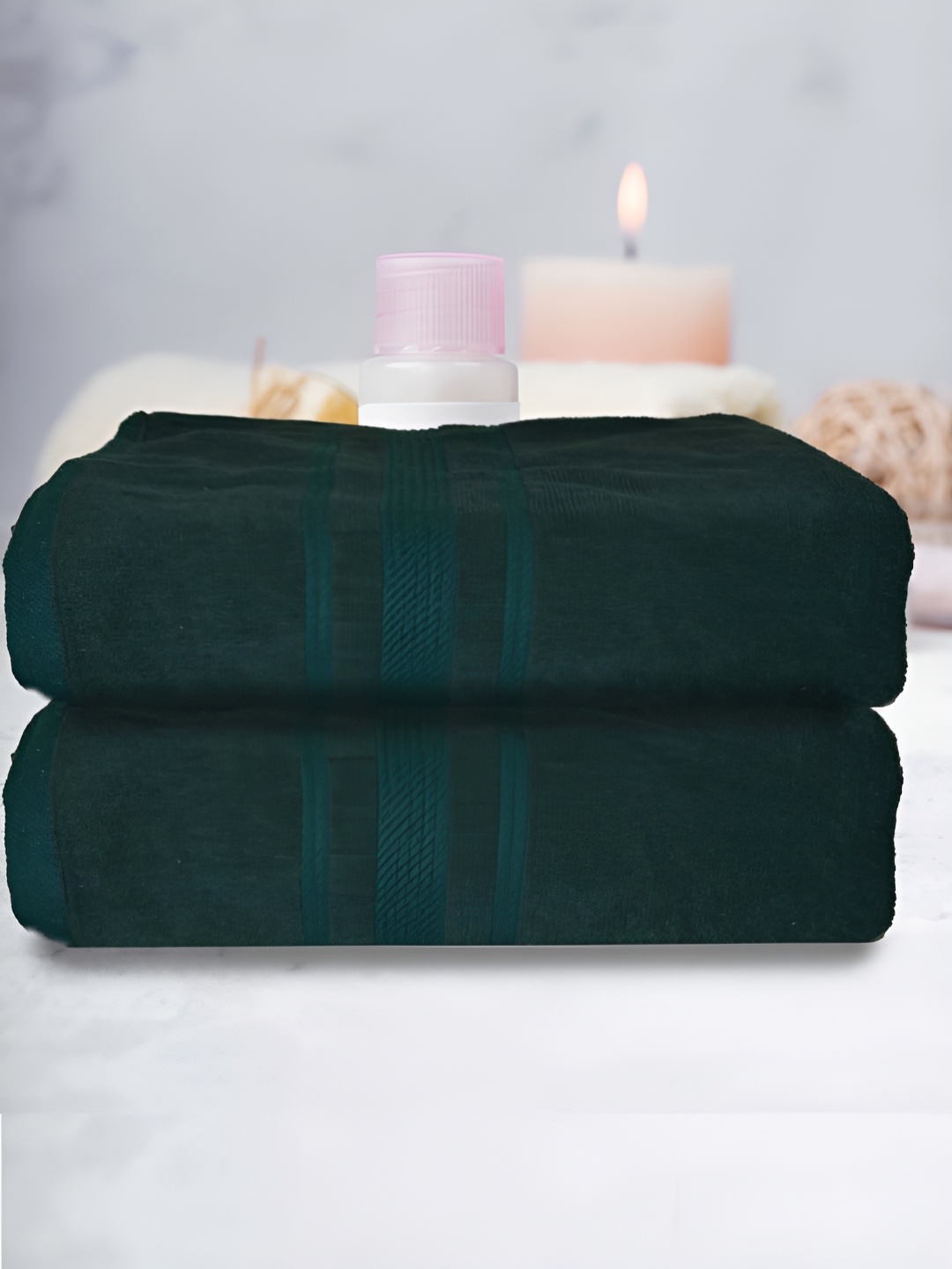 

Athom Living Green 2Pcs 500 GSM Terry Cotton Water Absorbent Bath Towels