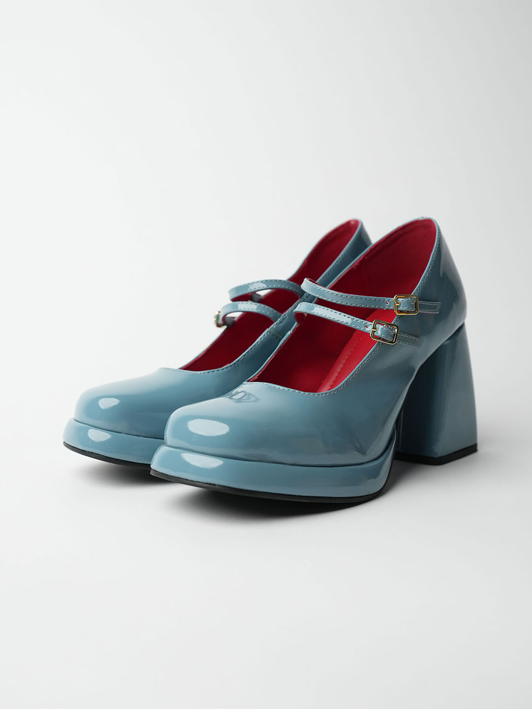 

Theater Buckle Detailed Platform Heeled Mary Janes, Blue