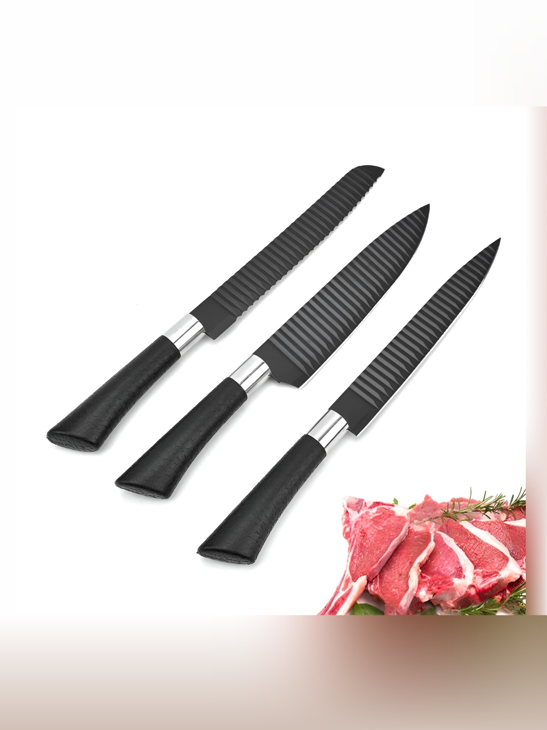 

Bagonia Black & Silver-Toned Stainless Steel Knife