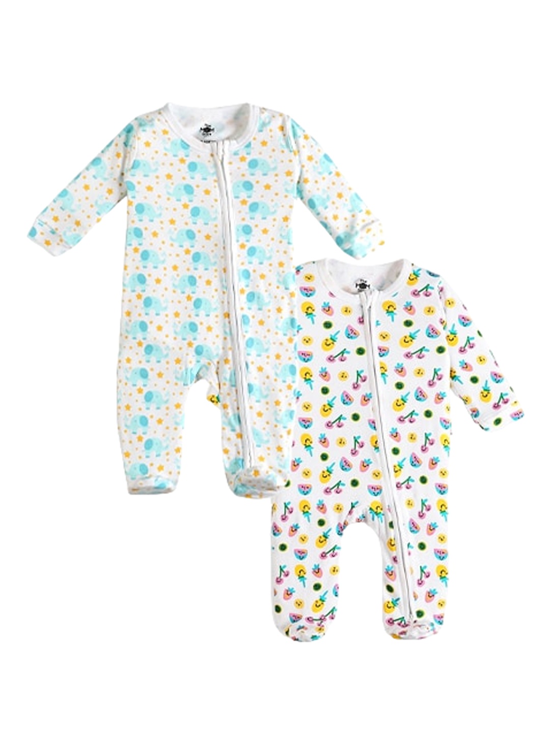 

The Mom Store Infant Pack Of 2 Printed Pure Cotton Sleepsuits, Blue