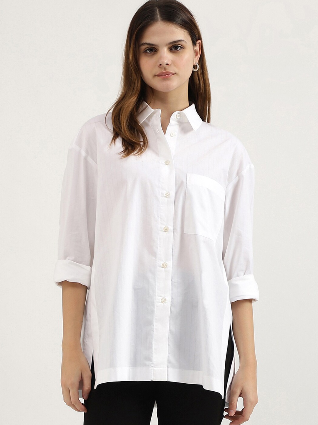 United Colors of Benetton Women Opaque Casual Shirt, White