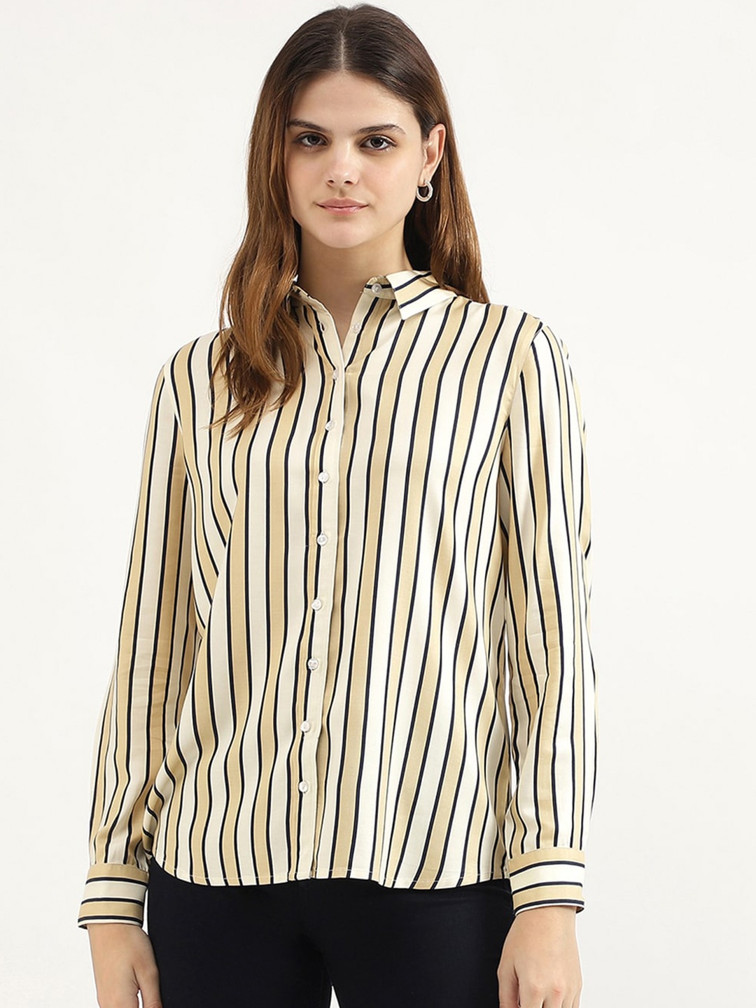 United Colors of Benetton Women Opaque Striped Casual Shirt, Multi