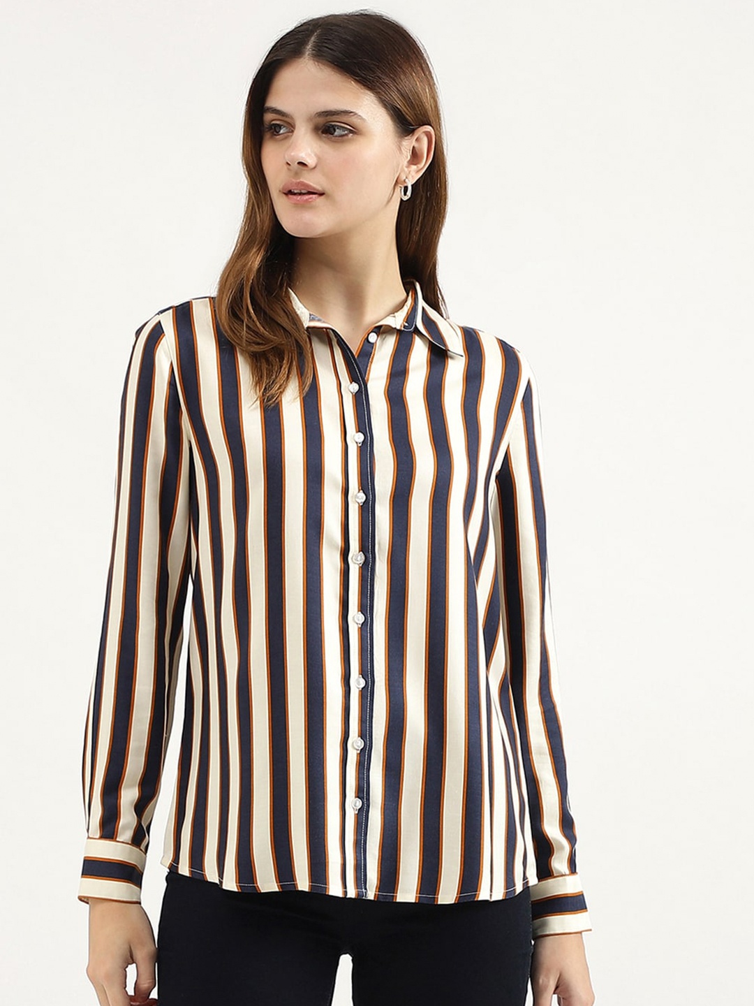 United Colors of Benetton Women Opaque Striped Casual Shirt, Multi