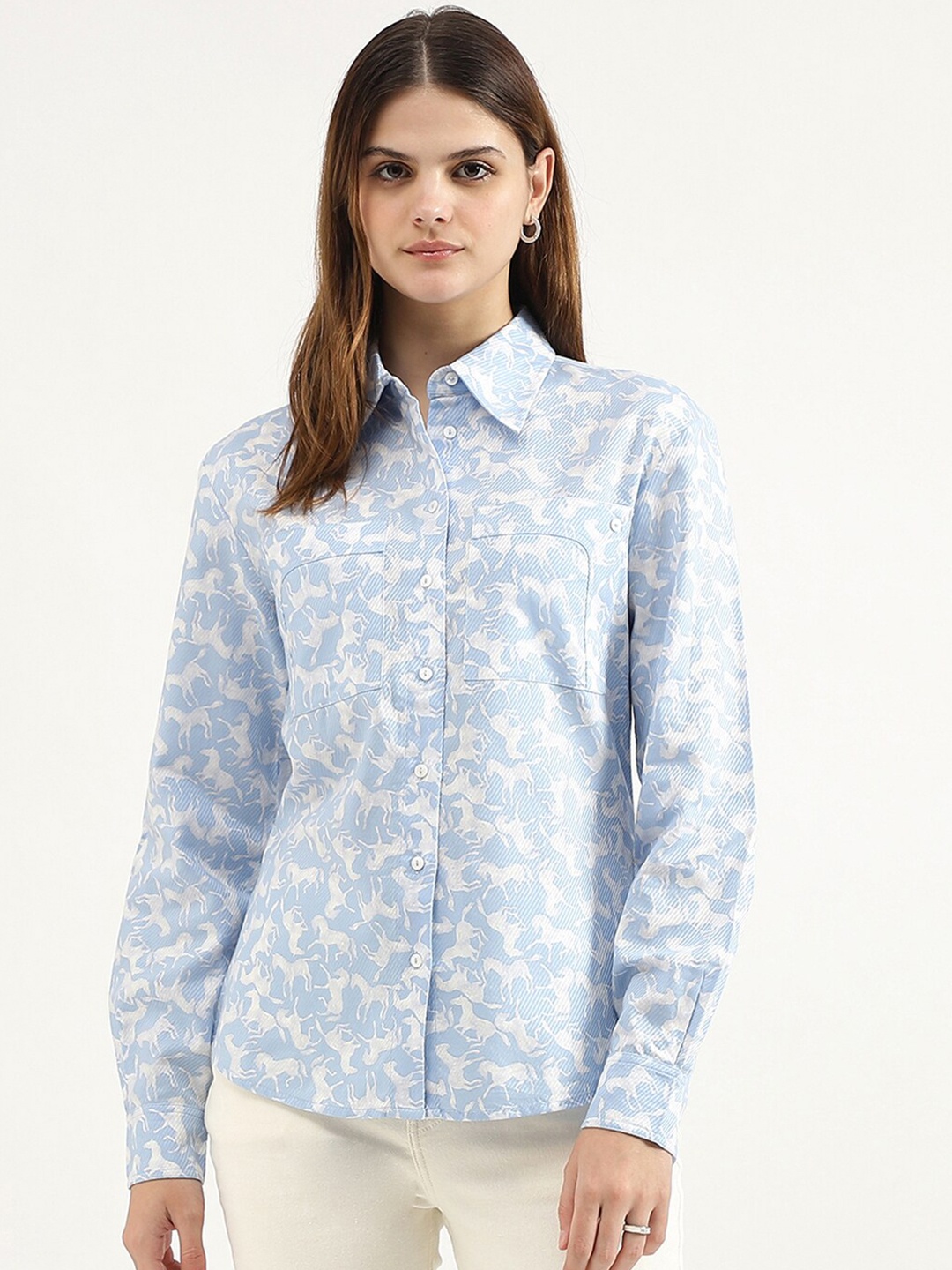 

United Colors of Benetton Floral Print Shirt Mini Dress, Brown