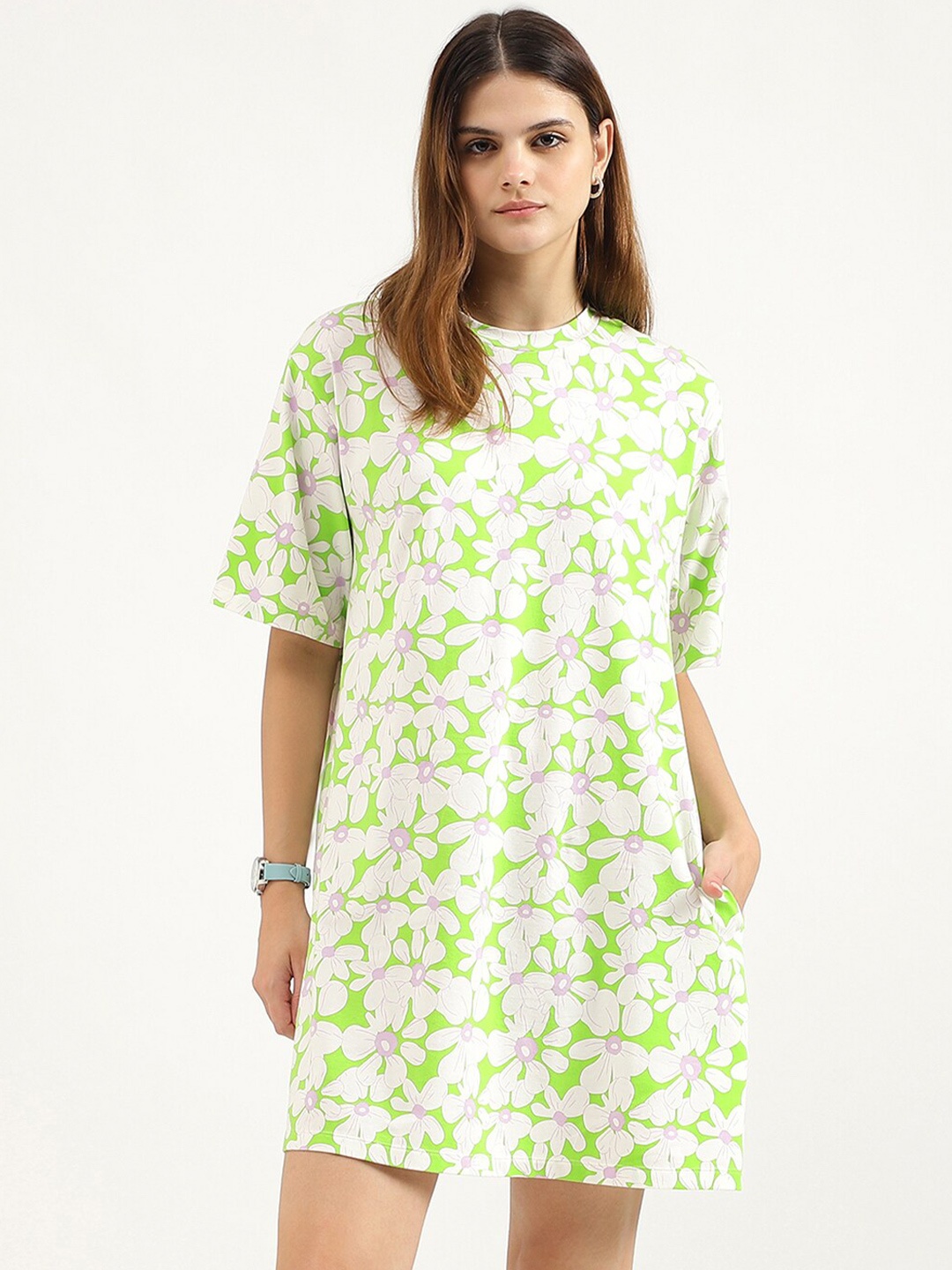 

United Colors of Benetton Floral Print A-Line Dress, Multi