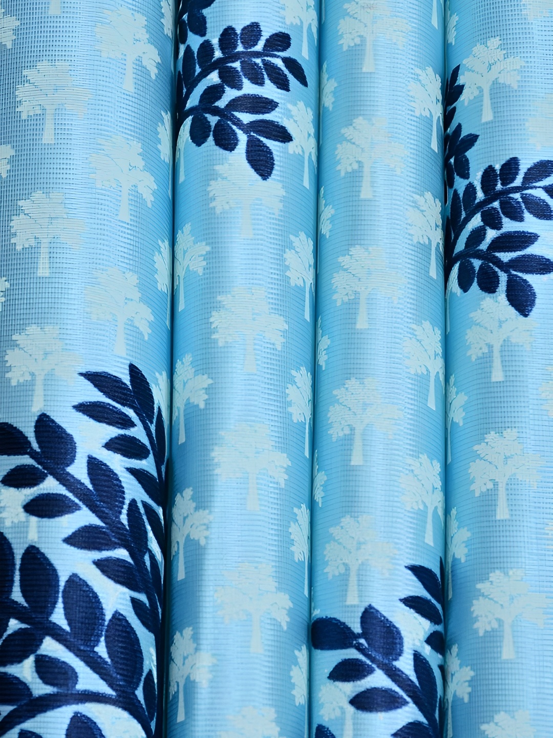 Galaxy Home Decor Blue Set of 4 Floral Room Darkening Window Curtain