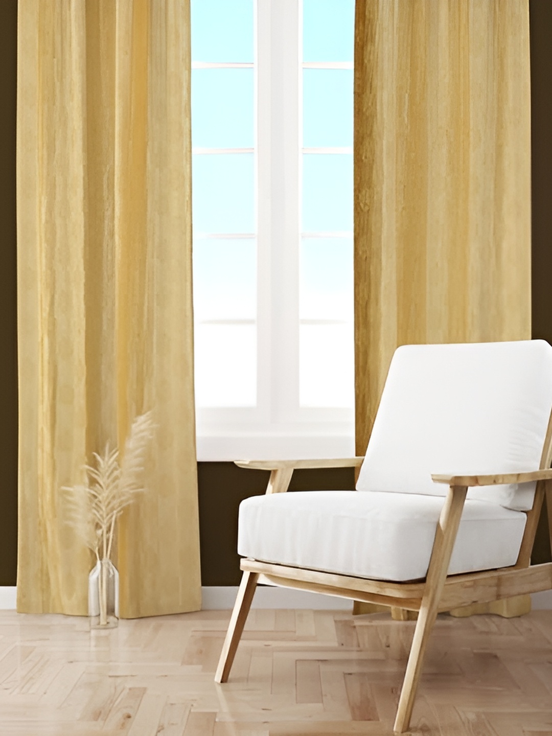

Galaxy Home Decor Cream-Coloured Set of 3 Floral Room Darkening Window Curtain