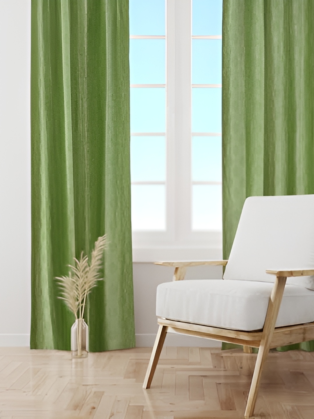 

Galaxy Home Decor Green Floral Room Darkening Long Door Curtain
