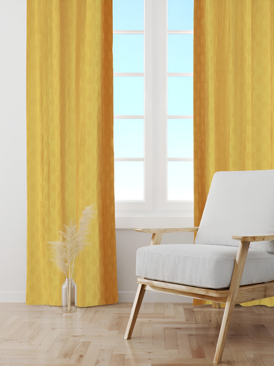 

Galaxy Home Decor Yellow Set of 2 Floral Room Darkening Window Curtain