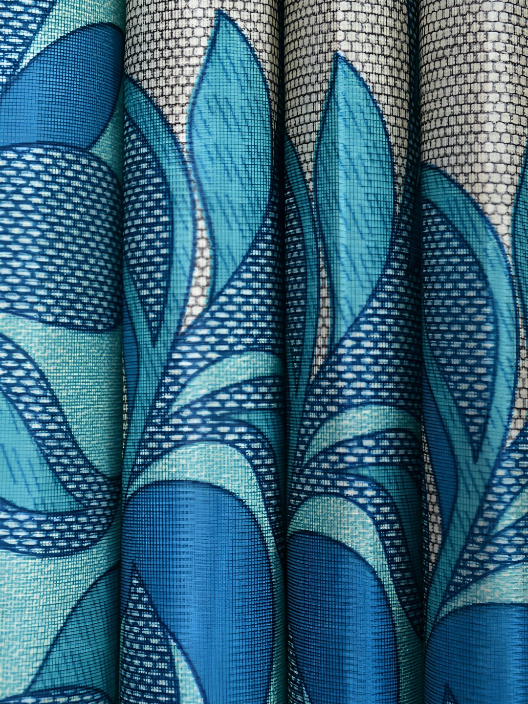 

Galaxy Home Decor Turquoise Blue Set of 3 Floral Room Darkening Long Door Curtain