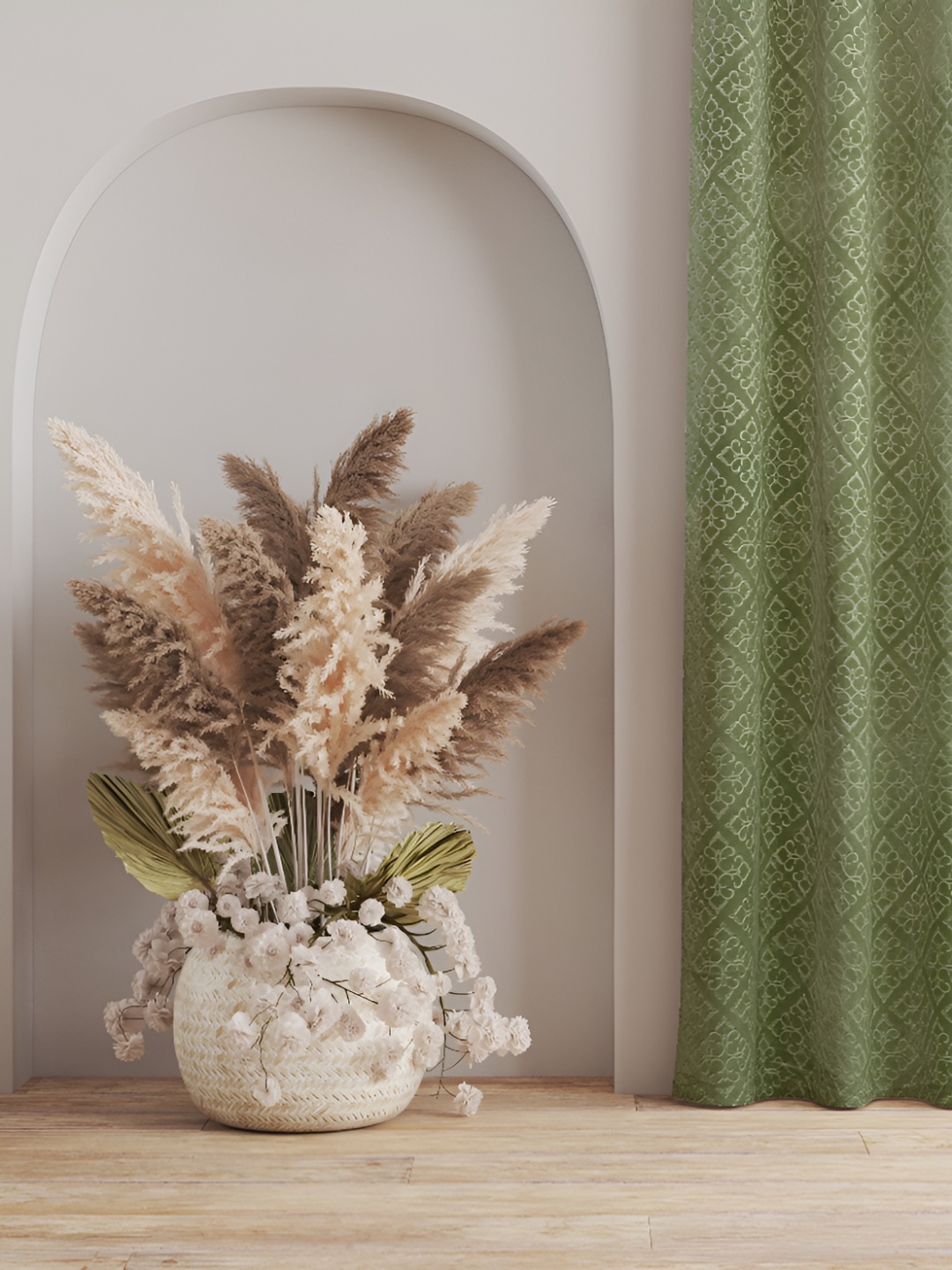 

Galaxy Home Decor Green Set of 2 Floral Room Darkening Long Door Curtain