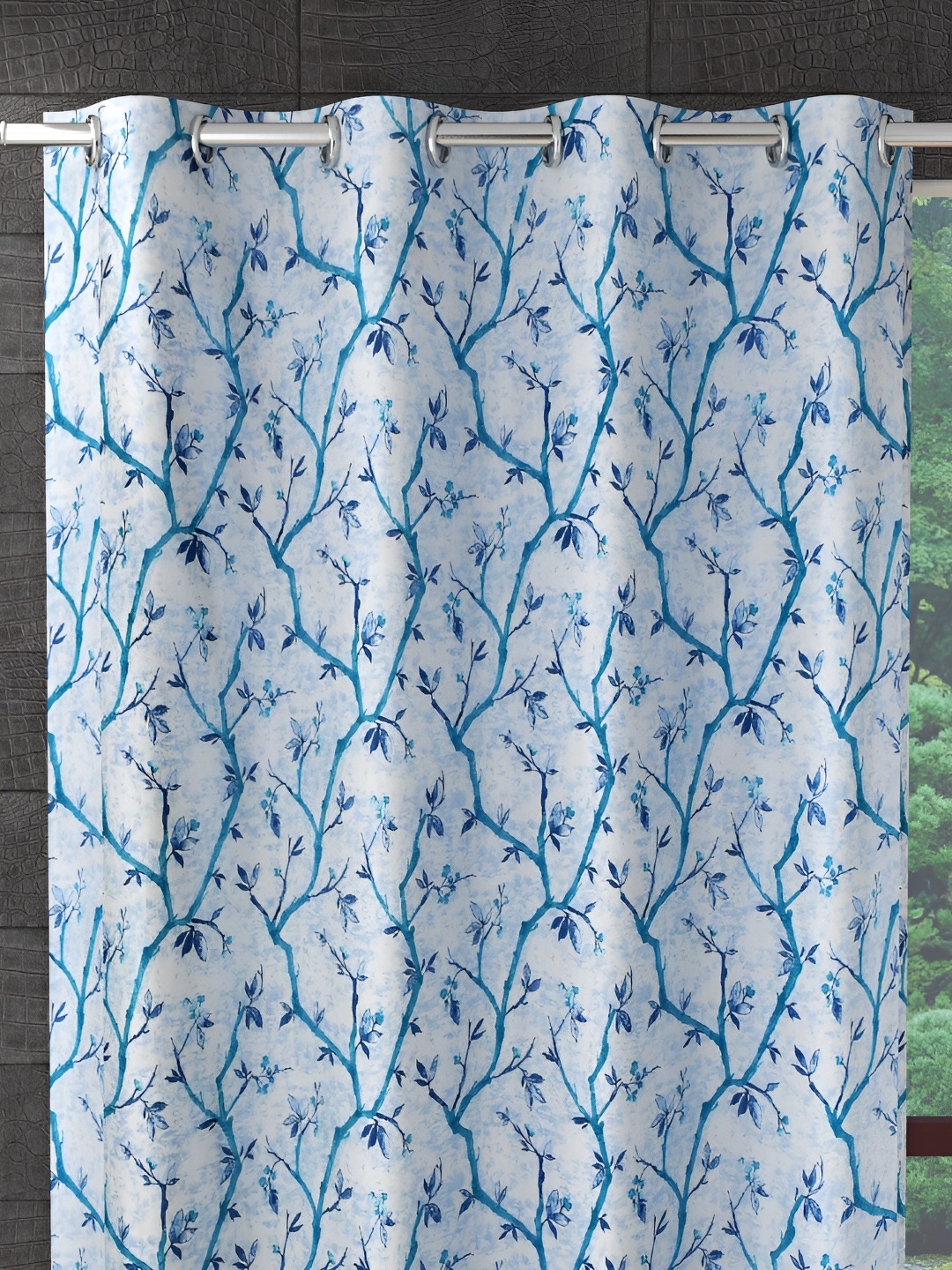 

Galaxy Home Decor Blue & Turquoise Blue Set of 2 Floral Room Darkening Door Curtain