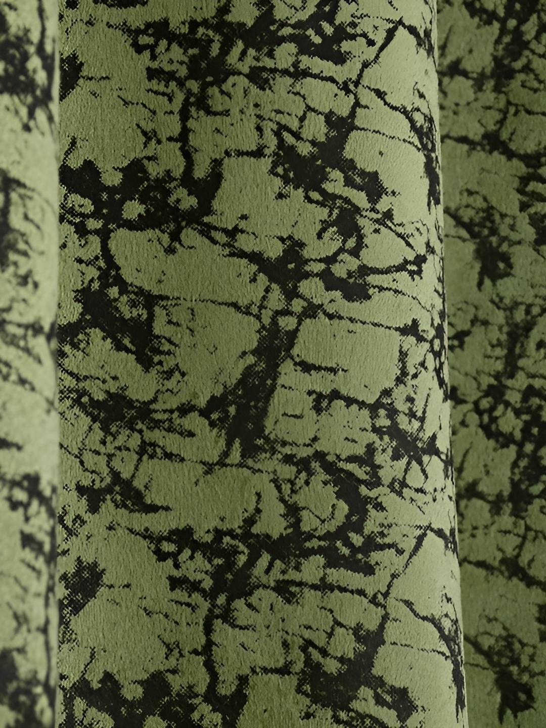 Galaxy Home Decor Green & Transparent Set of 3 Floral Room Darkening Window Curtain