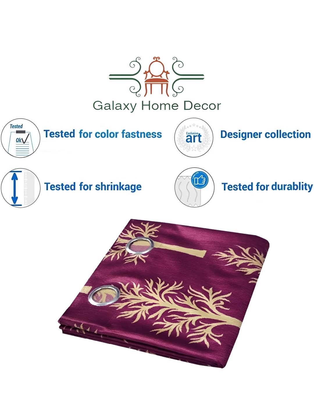 

Galaxy Home Decor Burgundy Floral Room Darkening Door Curtain