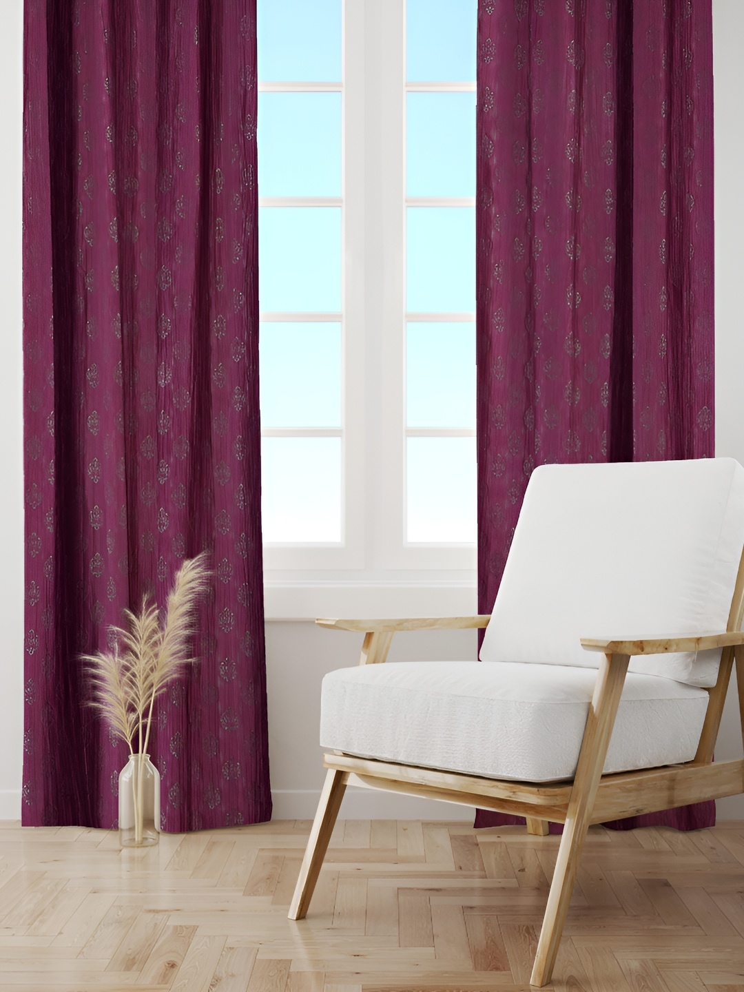 

Galaxy Home Decor Burgundy Set of 3 Floral Room Darkening Window Curtain