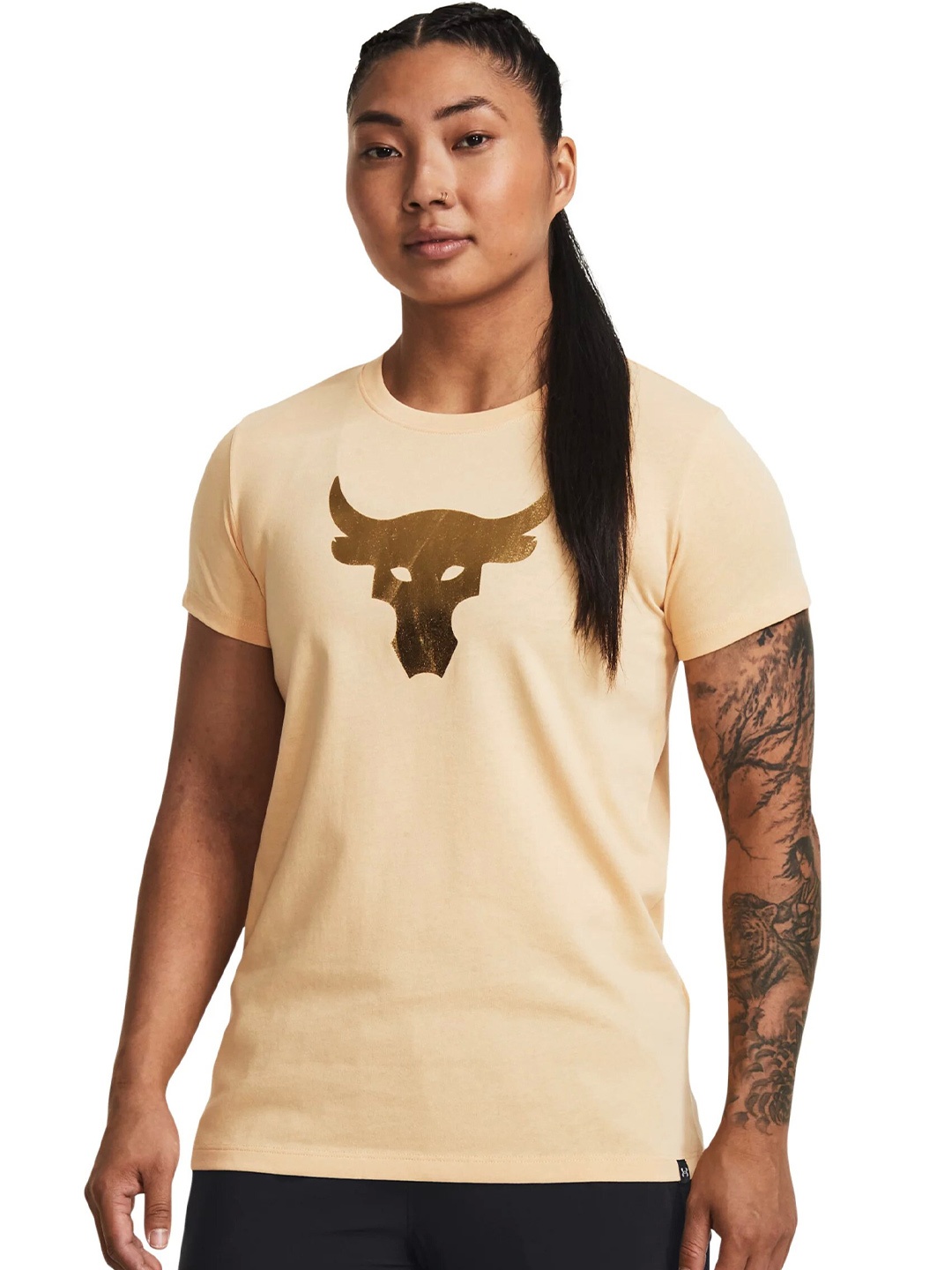 

UNDER ARMOUR Project Rock Arena Heavyweight Short Sleeves Relaxed-Fit Tshirts, Yellow