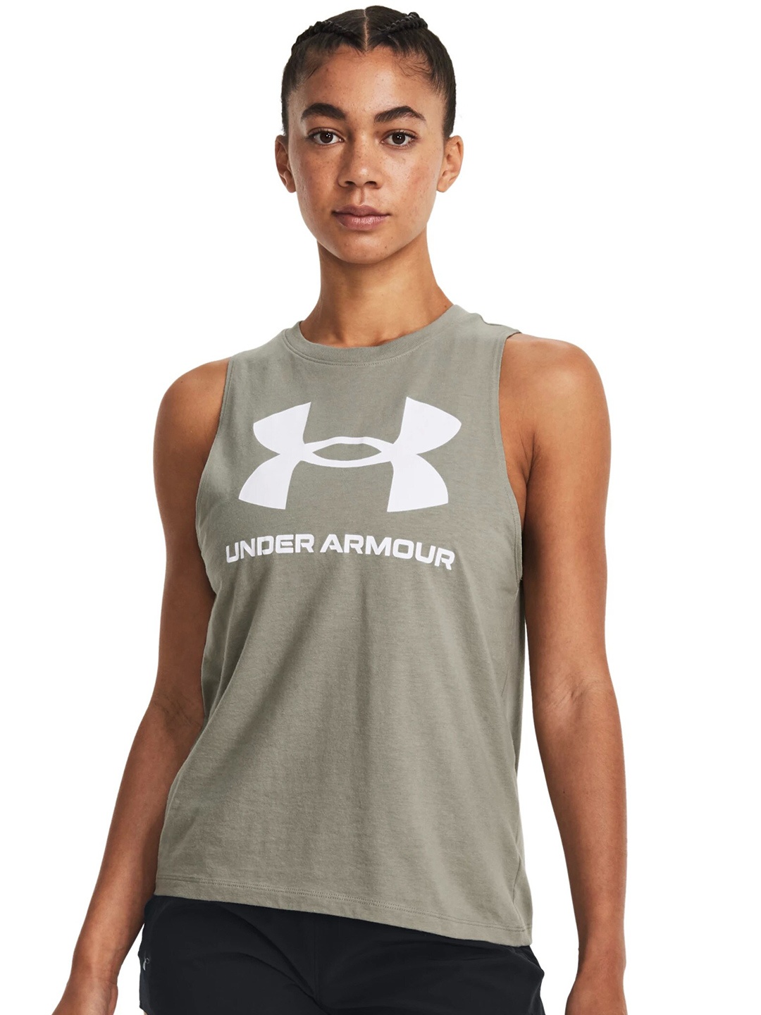 

UNDER ARMOUR Sportstyle Printed Relaxed-Fit Tank T-shirt, Green