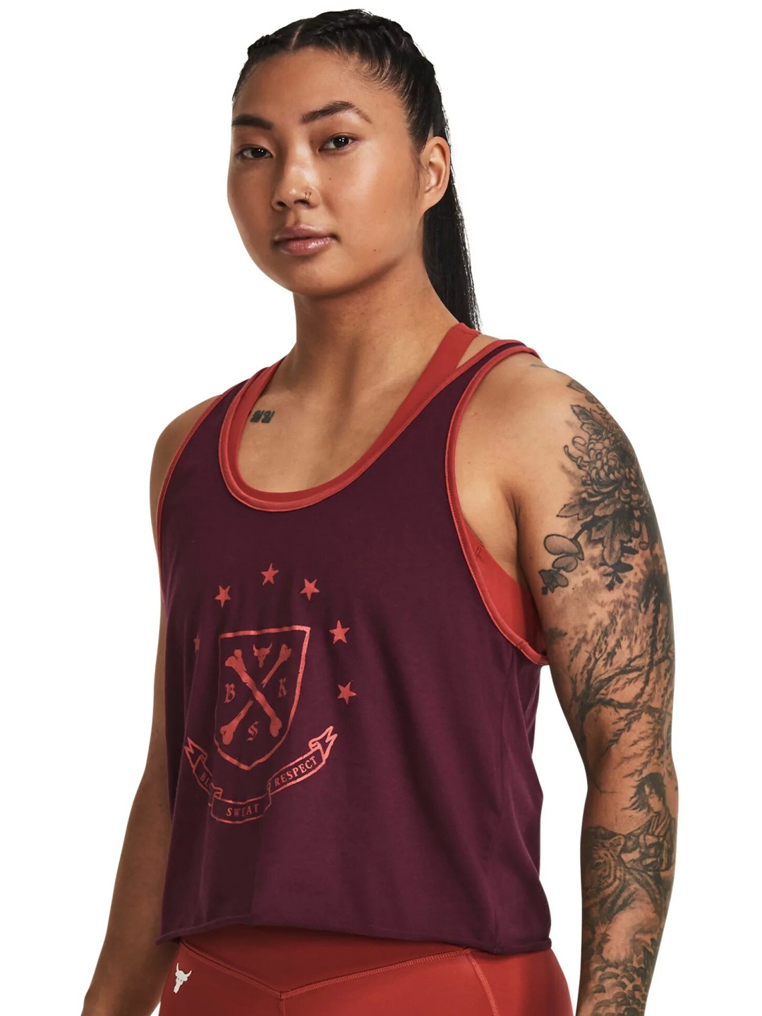 

UNDER ARMOUR UA Project Rock Arena Tank T-Shirt, Maroon