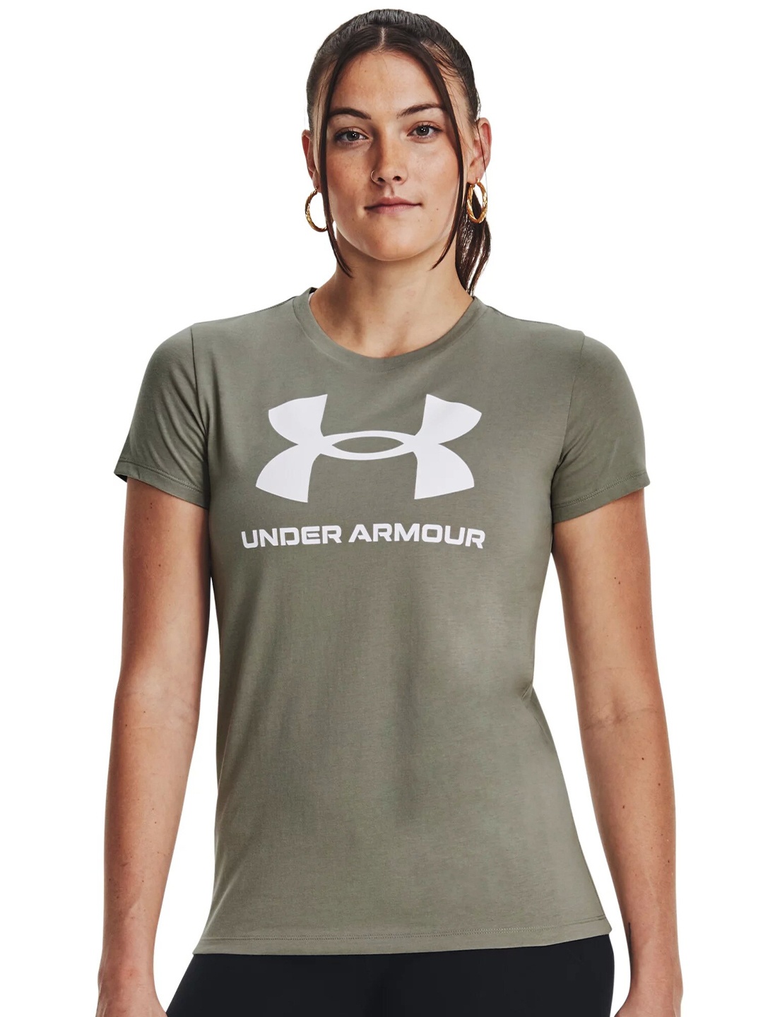 

UNDER ARMOUR UA W Sportstyle Brand Logo Graphic Printed Relaxed-Fit Short Sleeves T-shirt, Green