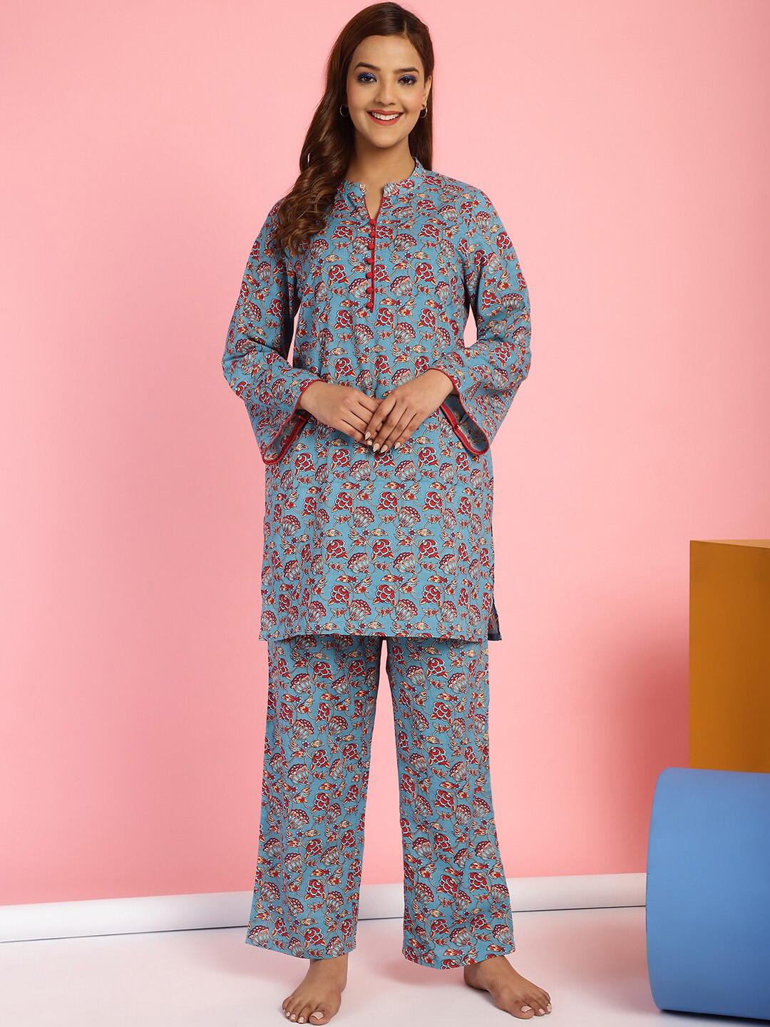 

Secret Wish Women Printed Night suit, Blue