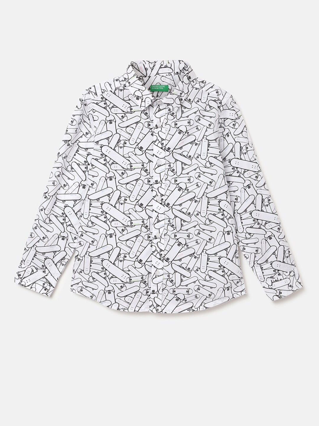 

United Colors of Benetton Boys Opaque Printed Casual Shirt, White