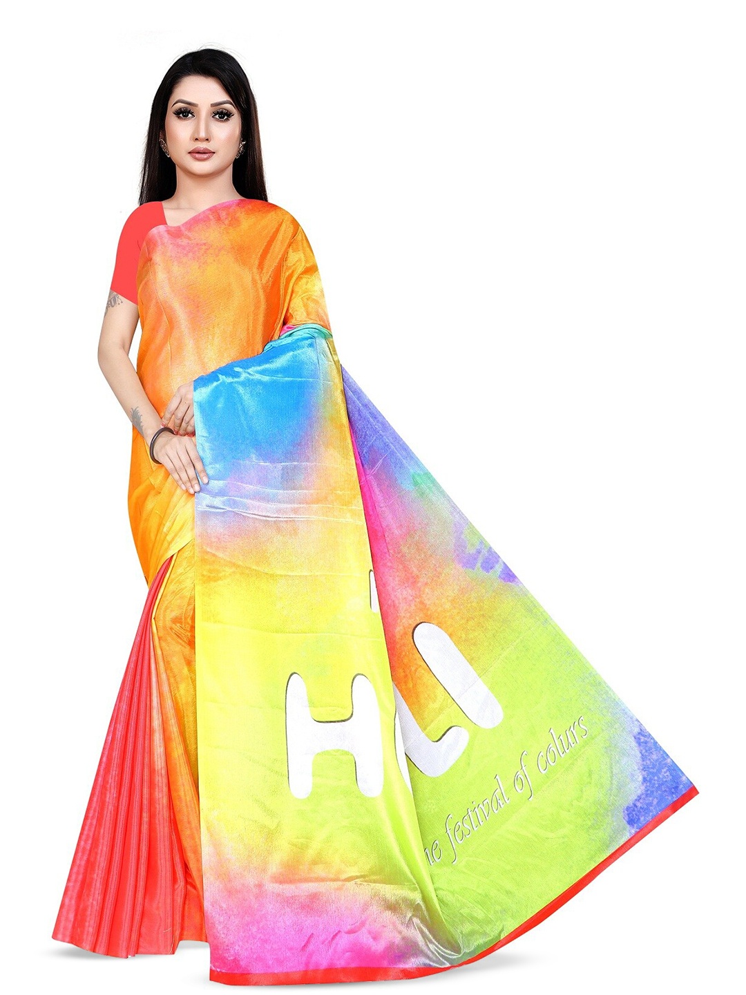 

Pemal Designer Pure Crepe Saree, Orange