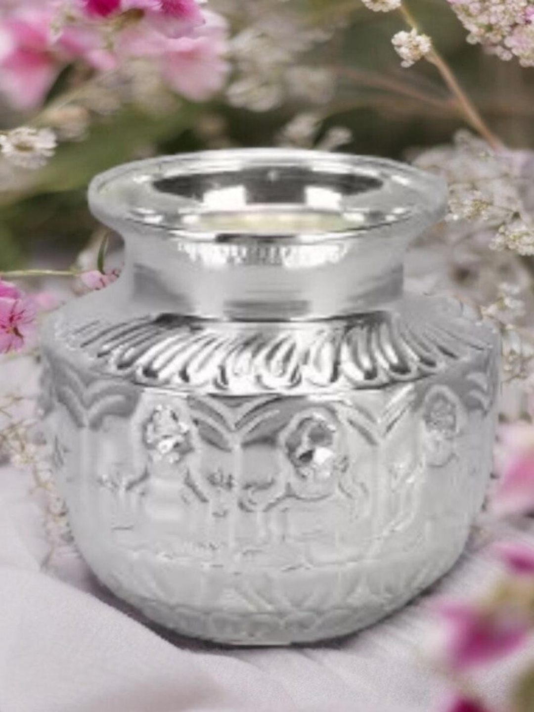 

Sigaram Silver Toned Textured Asta Lakshmi Kalash
